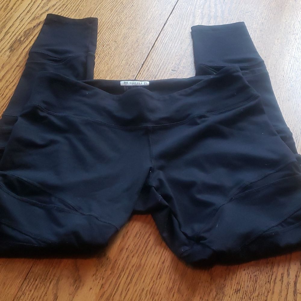 Forever 21 Black‎ Mesh Cutout Leggings Size L | Athleisure Festival Streetwear